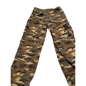 Levis 94 Baggy Cargo Pants Womens 30 Camo Green Brown Utility Drawstring Hem